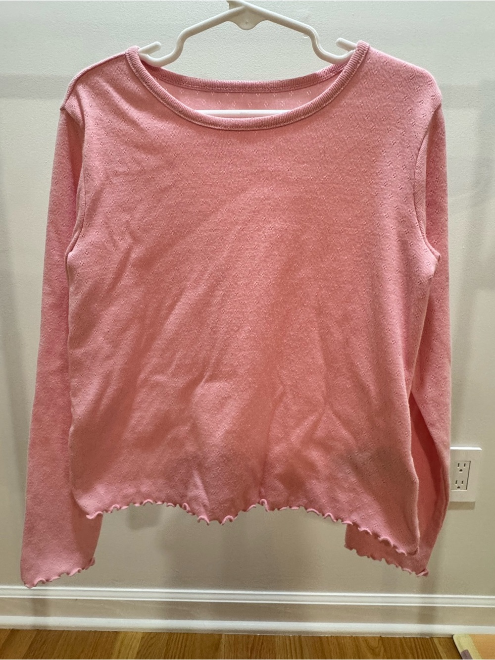 Crewcuts Light Pink Long Sleeve Lettuce-Edge Knit Top
